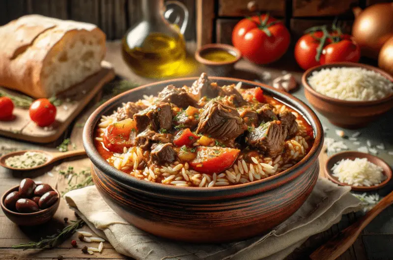Giouvetsi Recept: Traditionell grekisk nötköttsgryta med Orzo